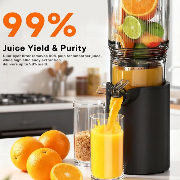 Cold Press Slow Juicer — Wide Feed Chute Juice Machine, High Yield, Quiet Motor - Picture 2 of 3